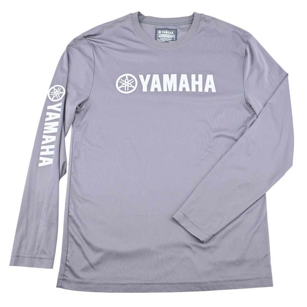 Yamaha Mens Medium Gray Long Sleeve Performance Graphic T-Shirt Polyester Logo